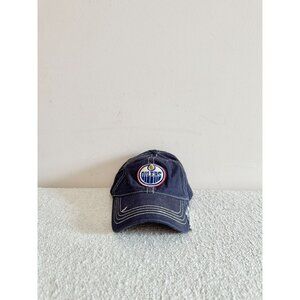 Roger Edwards NHL Edmonton Oilers Navy Cotton Canvas Embroidered Baseball Hat